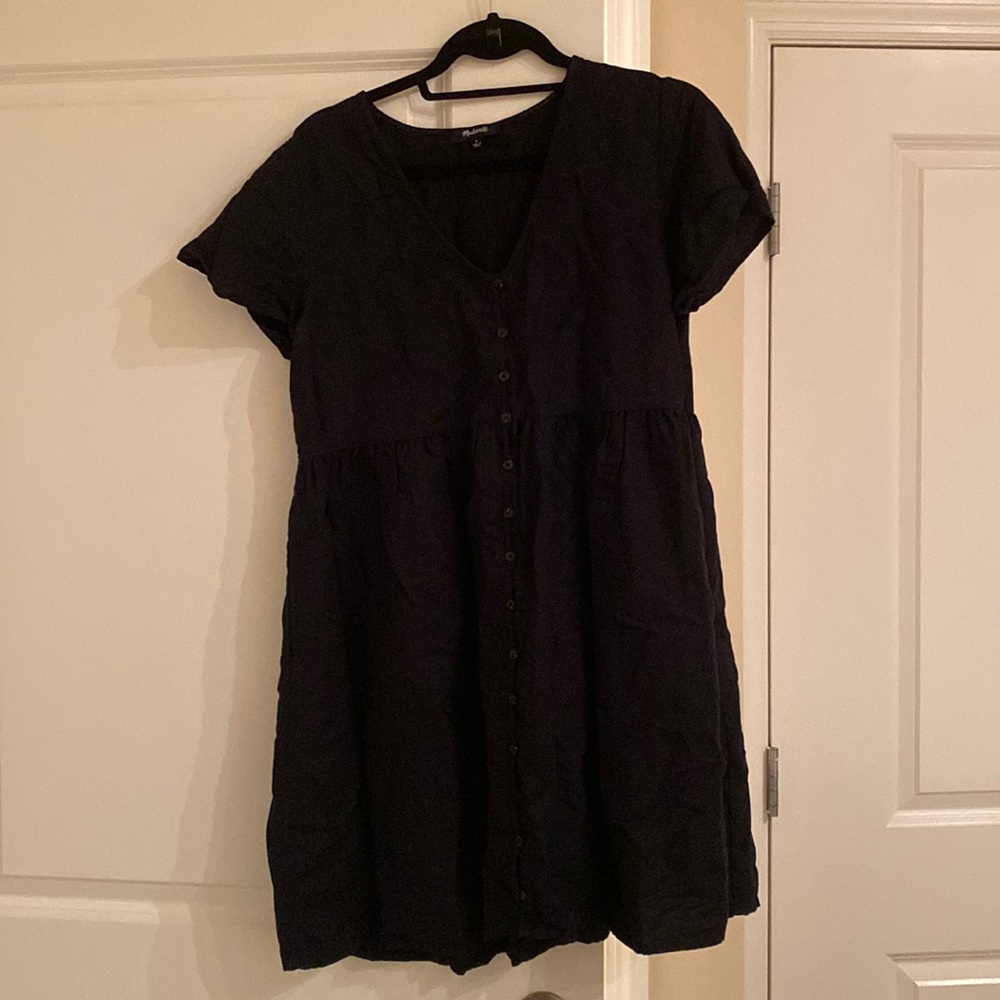 Madewell black linen dress size M